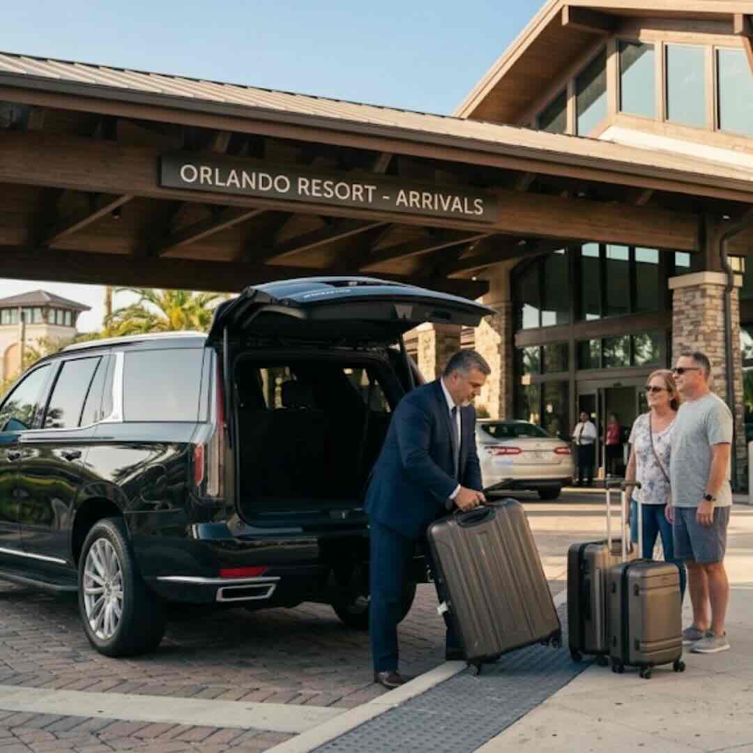 Orlando airport transfer to hotel with Merie's Orlando Express uniformed driver at MCO baggage claim